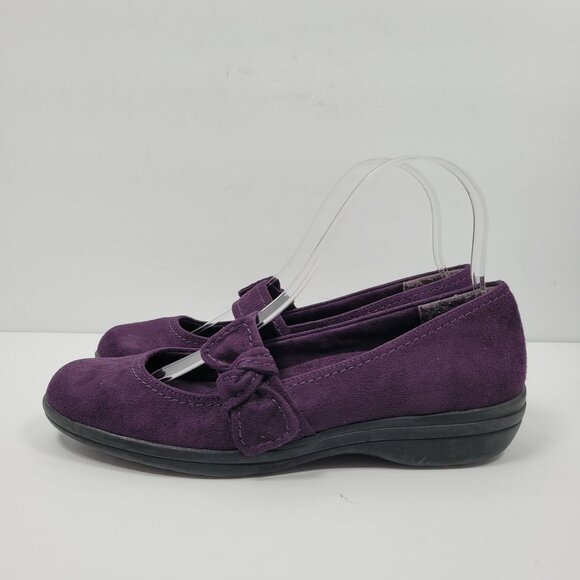 Easy Street Comfort Wave Women's Purple Mary Jean Strip Side Bow Shoes US 7.5M - Picture 2 of 8